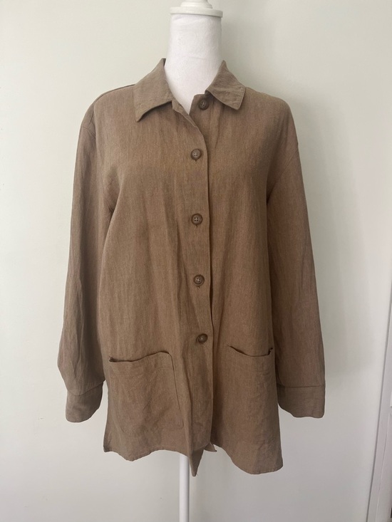 Coldwater Creek Jackets & Blazers - Classic Tan Linen Button-Front Shirt/jacket